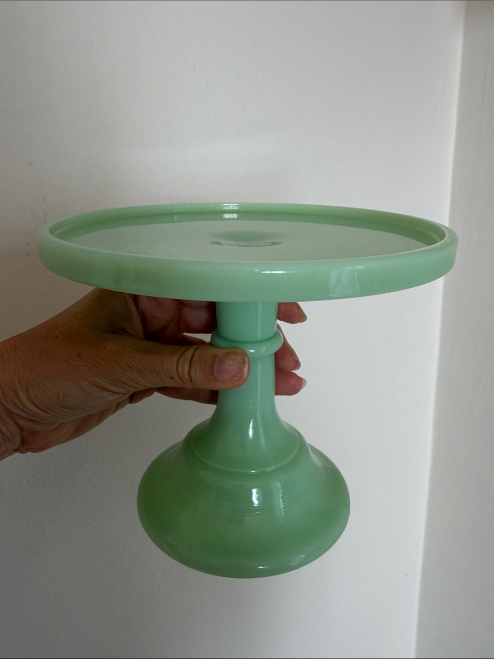 Jadeite Glass Cake Stand 6.5” x 5.5”